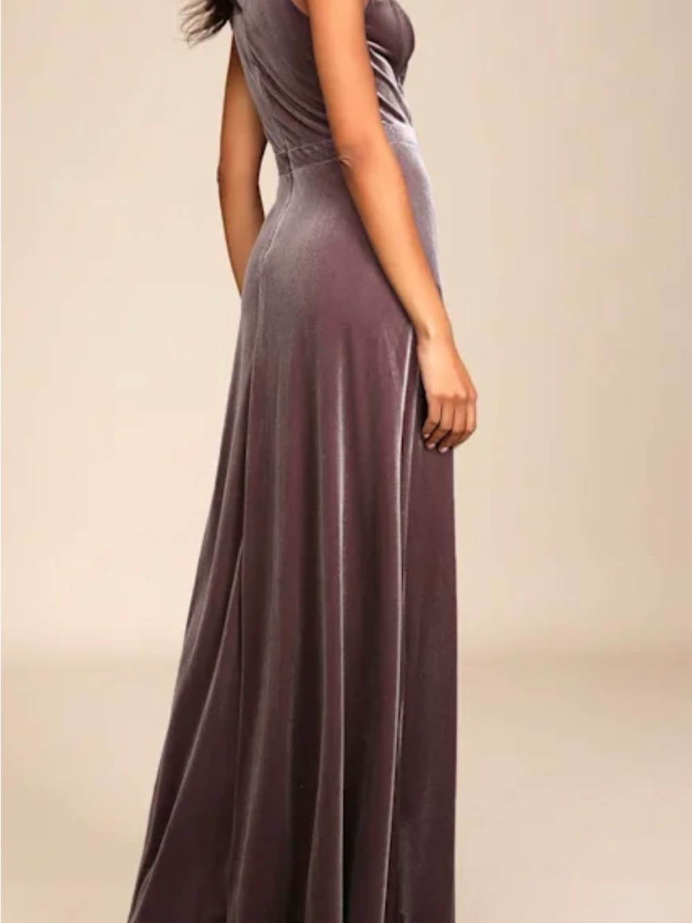 Lulus V-Neck Velvet Evening Gown in Mauve size large NWT - Picture 5 of 5